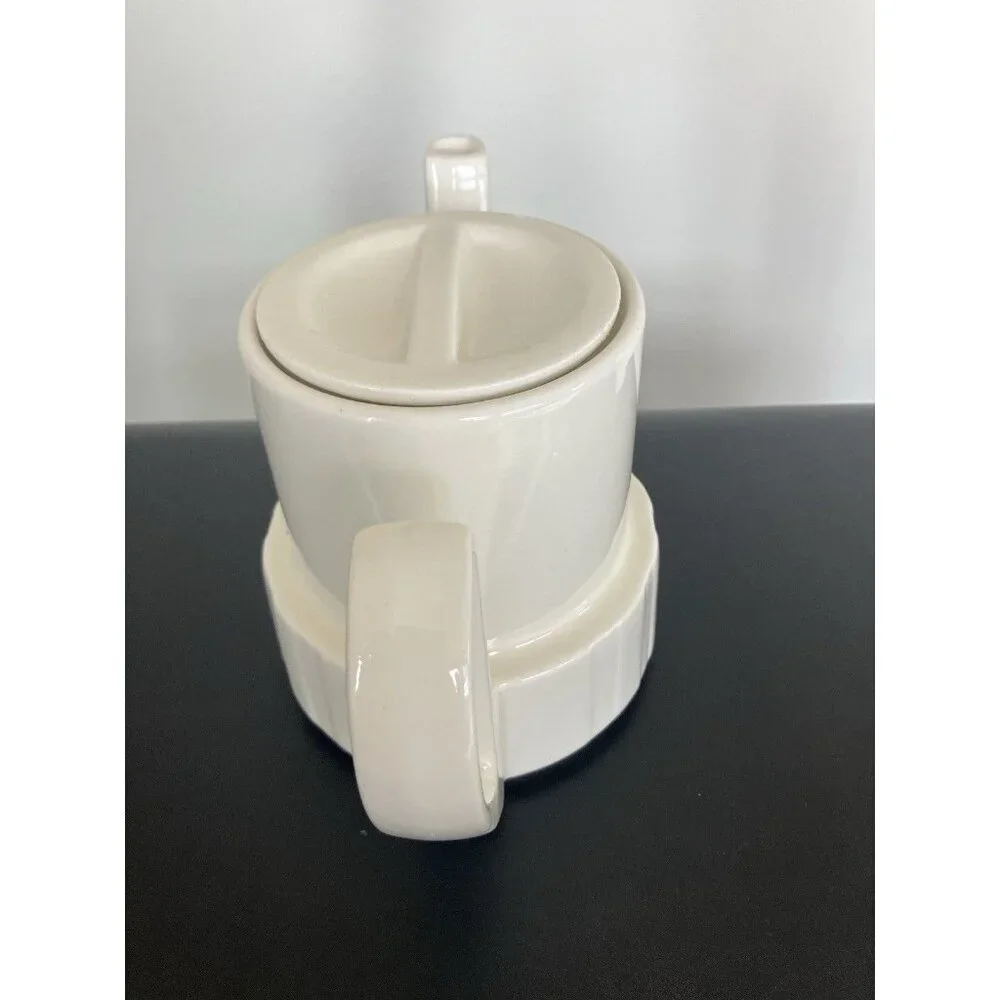 Vintage Mid Century Bauhaus WMF Porcelain Teapot, Ivory With Top, No Chips